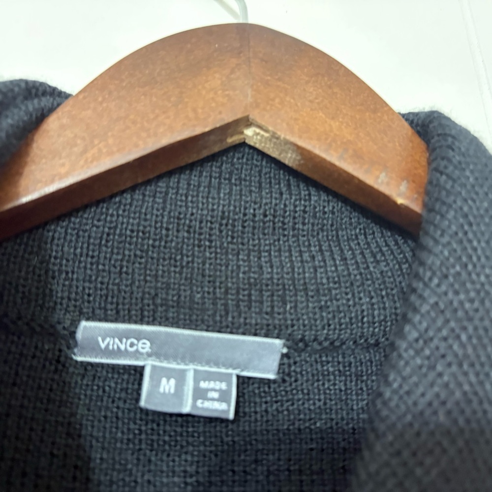 Vince Black Wool Asymmetrical Moto Jacket Zip Front Minimalist Size M - Picture 3 of 12